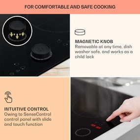 Klarstein Magnichef 4, beépített indukciós főzőlap, 7000 W, 4 zóna, üvegkerámia