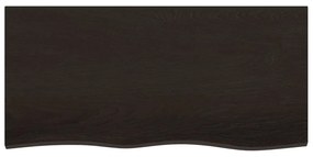 sötétbarna kezelt tömör tölgyfa fali polc 100x50x2 cm