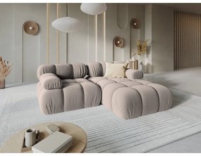 Világosbarna bársony moduláris sarokkanapé (jobb oldali) Bellis – Micadoni