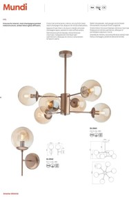 Redo 01-2943 - Csillár rúdon MUNDI 6xE14/28W/230V réz