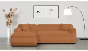 Terrakotta színű kordbársony sarokkanapé (bal oldali-heverő résszel) Martin – Ropez