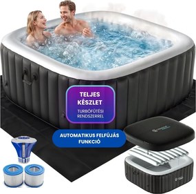 OASIS felfújható pezsgőfürdő 6 személy részére, négyzet alakú, fekete Casaria