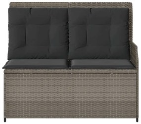 Szürke polyrattan dönthető kerti pad párnával