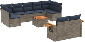 vidaXL 10 részes szürke polyrattan kerti ülőgarnitúra párnával