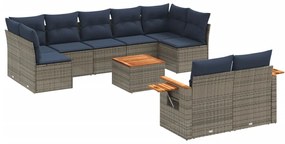 vidaXL 10 részes szürke polyrattan kerti ülőgarnitúra párnával