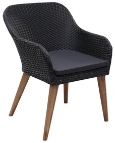 vidaXL 2 db fekete polyrattan kültéri szék párnával