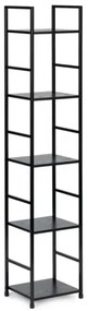 Intenso Home 5 szintes nyitott könyvespolc 29 x 144cm (Fekete) | Univerzális tároló állvány fém lábakkal