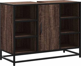 vidaXL barna tölgy szerelt fa fürdőszobai mosdószekrény 80x33x60 cm