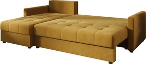 VENORIA L alakú kihúzható sarokkanapé, 220x143 cm, mustársárga + 2 párna INGYEN