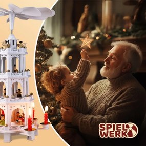MERRY karácsonyi piramis, 60x20x20cm, fehér Spielwerk