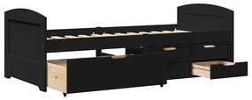 Napozóágy 5 fiókkal matrac nélkül IRUN Fekete 90x200 cm