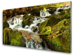 Akrilkép Waterfall Rocks Nature 100x50 cm