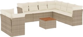 vidaXL 10 részes bézs polyrattan kerti ülőgarnitúra párnával