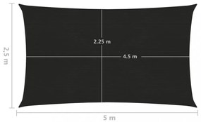 fekete HDPE napvitorla 160 g/m² 2,5 x 5 m