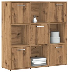 kézműves tölgy színű szerelt fa könyvespolc 90 x 28 x 90 cm