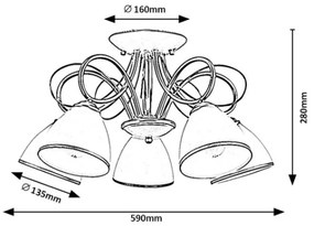 Brilagi - Felületre szerelt csillár FRED 5xE27/60W/230V átm. 59 cm arany