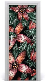 Poszter tapéta ajtóra trópusi virágok 75x205 cm