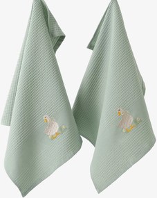 Goldea húsvéti hímzett waffle konyharuha - kacsa zsálya alapon 50 x 70 cm