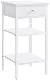 Lerakó asztal, éjjeli szekrény, fiókos, két polccal, 35 x 35 x 70 cm, fehér