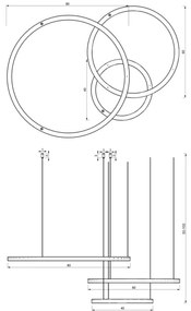 LED Csillár zsinóron GALAXIA LED/85W/230V arany