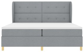 Boxspring Ágy Matrac nélkül, Világosszürke, 200x200 cm, Szövet