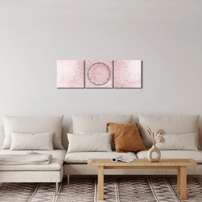 Kép - Rózsaszín mandala (órával) (90x30 cm)