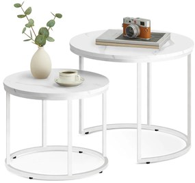 MARLON dohányzóasztal szett 2 db, fehér márvány dekorációval