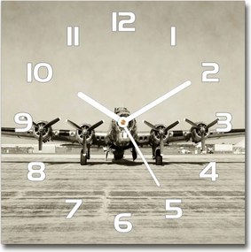 Négyzet alakú üveg falióra Régi bombázó 30x30 cm