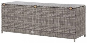 szürke polyrattan kerti tárolóláda 120 x 50 x 60 cm