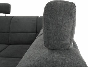 Ülőgarnitúra, műbőr fekete/szövet sötétszürke, jobbos, SANTIAGO U