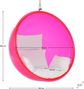 Függő fotel, rózsaszín/ezüst/fehér, BUBBLE TYP 1