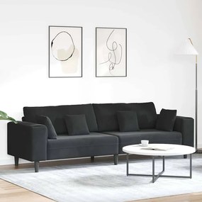 Bársony Kanapé párnával Fekete 208 cm Bársony
