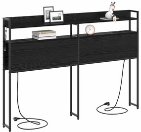 Fejtámla LED -es lámpákkal polcokkal Musta tammi 160 cm Faanyag