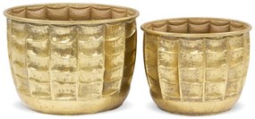 2 db-os fém kaspó készlet, arany fém 23,5x33,5x33,5cm