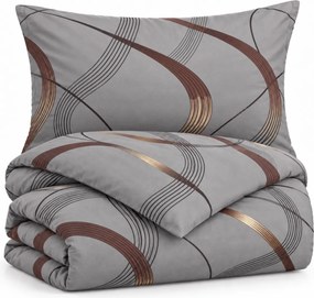 Szürke Gold Ribbon Flanel ágyneműhuzat TiaHome - 1x Párna 90x70cm, 1x Paplan 140x200cm