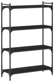 4 szintes fekete szerelt fa könyvespolc 80 x 30 x 120 cm