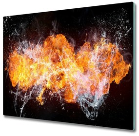 Üveg vágódeszka Tűz versus víz 60x52 cm