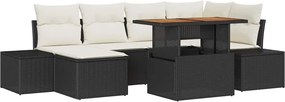 vidaXL Kert étkező szett párnával 7 pcs Fekete és Krém