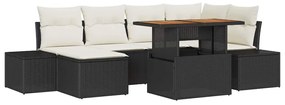 vidaXL Kert étkező szett párnával 7 pcs Fekete és Krém