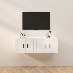 2 db magasfényű fehér fali TV-szekrény 57 x 34,5 x 40 cm