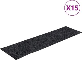 vidaXL öntapadós lépcsőszőnyegek 15 db 76 x 20 cm sötétszürke téglalap alakú