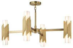 Elstead MARVELE8-AB-OPAL - Rúdon függő csillár MARVELE 8xE14/40W/230V aranyszínű