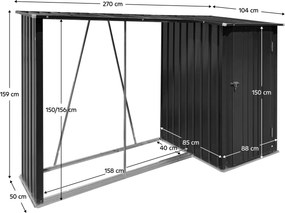 Fatároló fészerrel, 270x104x159 cm, antracit, ARPOL TYP 2
