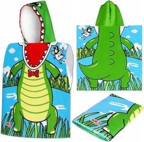 Fürdőtakaró Kapucnis Gyerek Törölköző Poncsó Mikroszálas Crocodile