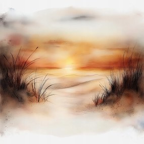 Vászonkép Canvas Tájkép Víz Tenger Tengerpart Dűnék Fű Nap 40x40