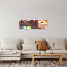 Kávé és a macaroon képe (órával) (90x30 cm)