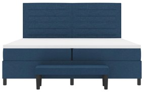 Box Spring Ágy Matraccal és Pad Kék 200x200 cm Szövet