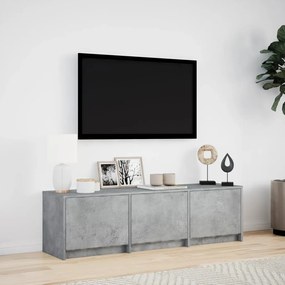 betonszürke szerelt fa TV-szekrény LED-ekkel 140 x 34 x 40 cm