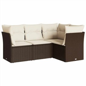 vidaXL 4 részes barna polyrattan kerti ülőgarnitúra párnákkal