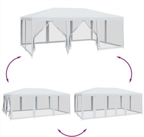 Fehér HDPE rendezvénysátor 10 hálós oldalfallal 6 x 4 m